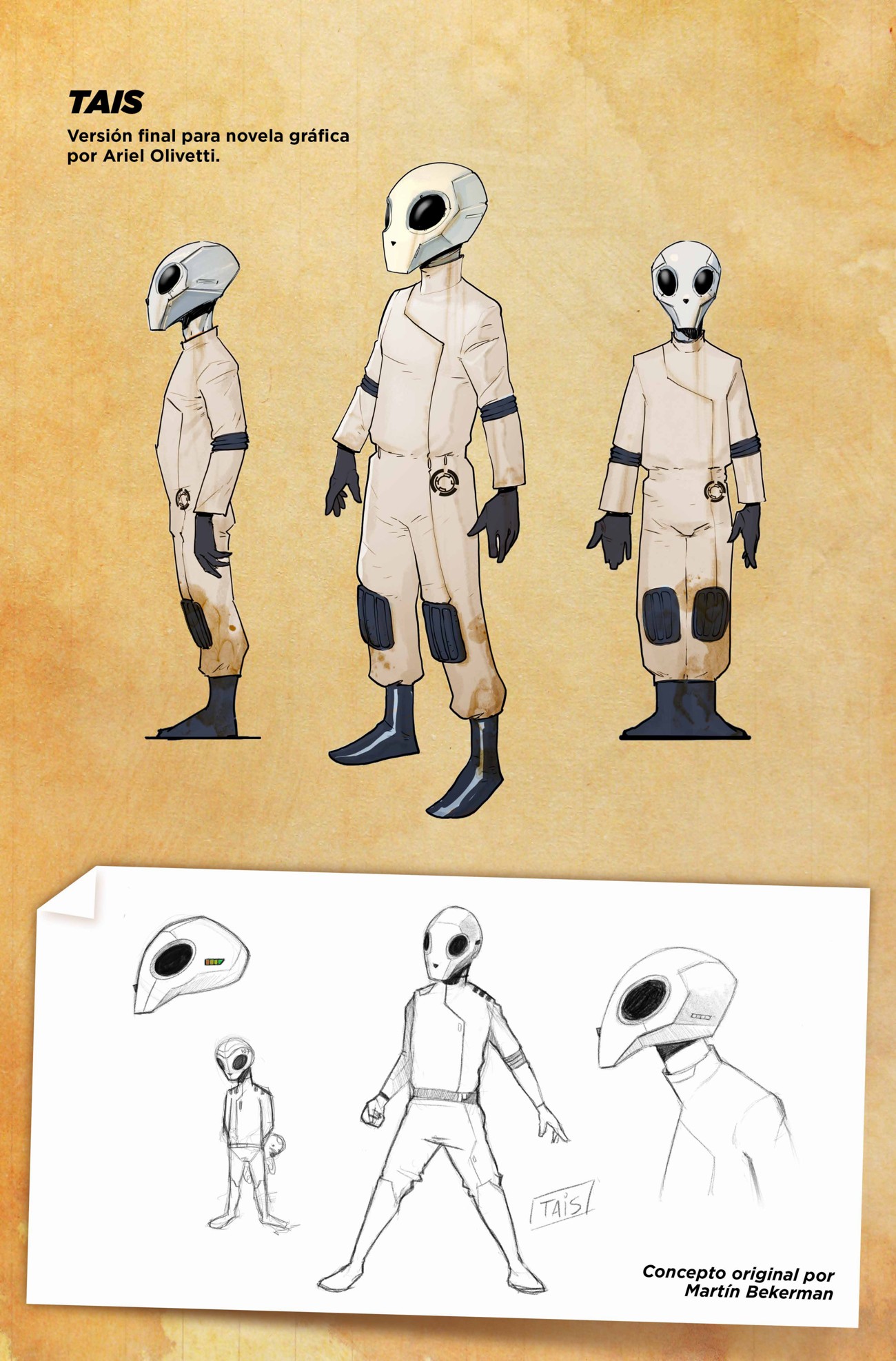 Tais: bocetos, estudios de formas y diseño a color